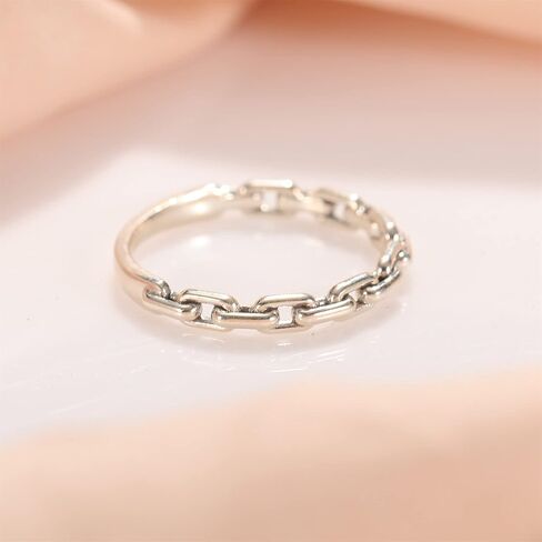 سلسلة ربط الفرقة خواتم 925 فضة بيان خواتم تكويم الدائري للنساء الفتيات الكوبية ربط سلسلة الفرقة خواتم حجم 5-9 in Kuwait