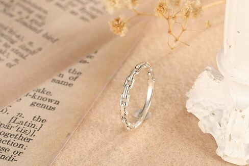 سلسلة ربط الفرقة خواتم 925 فضة بيان خواتم تكويم الدائري للنساء الفتيات الكوبية ربط سلسلة الفرقة خواتم حجم 5-9 in Kuwait