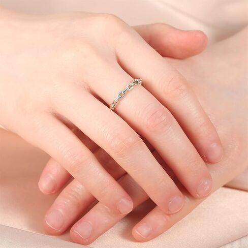 سلسلة ربط الفرقة خواتم 925 فضة بيان خواتم تكويم الدائري للنساء الفتيات الكوبية ربط سلسلة الفرقة خواتم حجم 5-9 in Kuwait