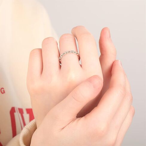 سلسلة ربط الفرقة خواتم 925 فضة بيان خواتم تكويم الدائري للنساء الفتيات الكوبية ربط سلسلة الفرقة خواتم حجم 5-9 in Kuwait