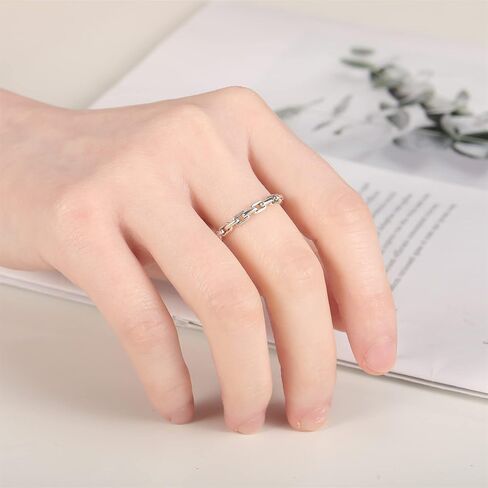 سلسلة ربط الفرقة خواتم 925 فضة بيان خواتم تكويم الدائري للنساء الفتيات الكوبية ربط سلسلة الفرقة خواتم حجم 5-9 in Kuwait