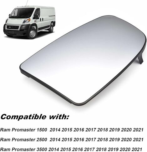 Driver Side Heated Mirror Glass Left Compatible with Ram Promaster 1500 2500 3500 2014 2015 2016 2017 2018 2019 2020 2021 Repalces# CH1320376 in Kuwait