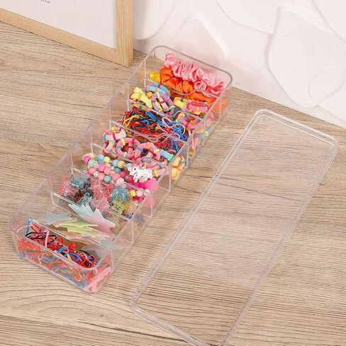 4 Pcs Clear Charger Cord Organizer Boxs,Plastic Cable Storage Box with 40 Wire Ties,Power Cord Organizer with 8 Compartments,Electronics Organizer with Lid for Home Office Accessories Storage in Saudi Arabia