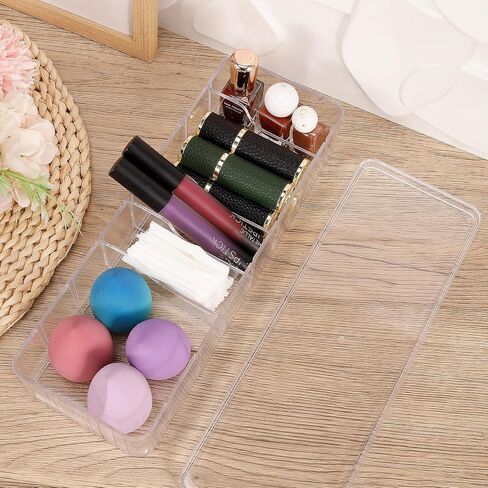 4 Pcs Clear Charger Cord Organizer Boxs,Plastic Cable Storage Box with 40 Wire Ties,Power Cord Organizer with 8 Compartments,Electronics Organizer with Lid for Home Office Accessories Storage in Saudi Arabia