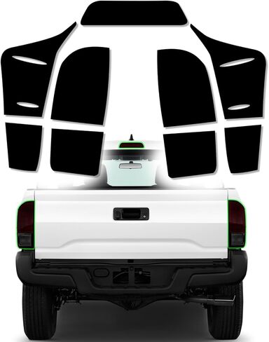 غطاء ملون للمصابيح الخلفية مقطوع مسبقًا مناسب لملحقات Toyota Tacoma 2016-2021 مع طبقة لاصقة لامعة ودخان داكن (ضوء خلفي كامل) in Kuwait