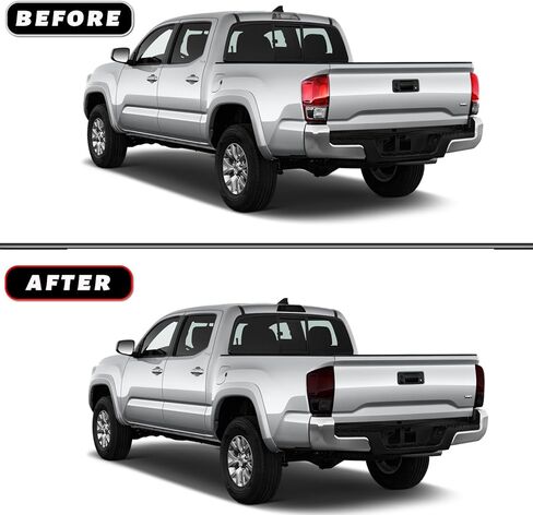 غطاء ملون للمصابيح الخلفية مقطوع مسبقًا مناسب لملحقات Toyota Tacoma 2016-2021 مع طبقة لاصقة لامعة ودخان داكن (ضوء خلفي كامل) in Kuwait