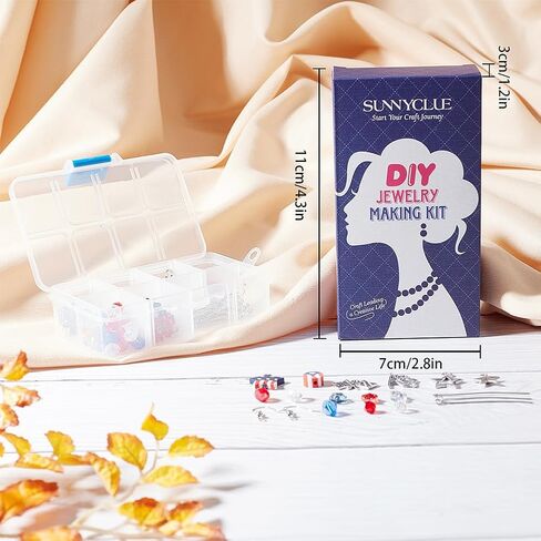 SUNNYCLUE 1 صندوق DIY 10 أزواج سحر العلم الأمريكي الولايات المتحدة الأمريكية الوطنية الأحمر الأزرق الخرز المتدلي الأقراط صنع عدة 4 يوليو سحر يوم الاستقلال لصنع المجوهرات مجموعات المبتدئين تعليمات المشاريع الحرفية in Kuwait