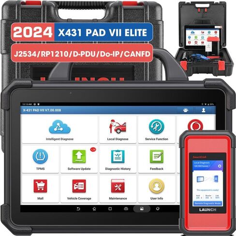 LAUNCH X431 PAD VII Elite، أحدث أداة إعادة برمجة J2534 لعام 2024، ماسح ضوئي تشخيصي ثنائي الاتجاه لخريطة الطوبولوجيا الذكية، ترميز ECU، تحديث مجاني لمدة عامين، أكثر من 60 خدمة، ترقية X431 PRO5 in Saudi Arabia