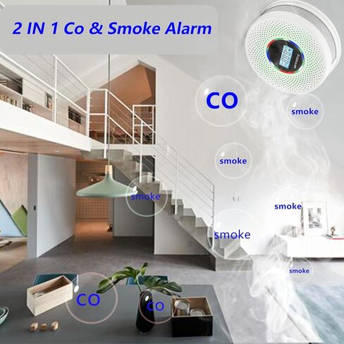 Upgraded Version Smoke Carbon Monoxide Alarm Detector, Battery-Operated Smoke and CO Alarm with Digital Display, Carbon Monoxide Detectors&Smoke Detector (1Pack) in Saudi Arabia