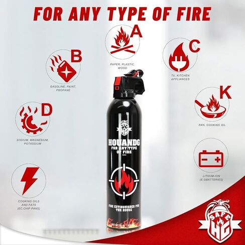 طفاية حريق للمنزل، طفاية حريق مائية محمولة لجميع أنواع الحرائق - تتضمن دعامة للمنزل أو المطبخ أو السيارة - 620 مل/قطعة واحدة in Kuwait