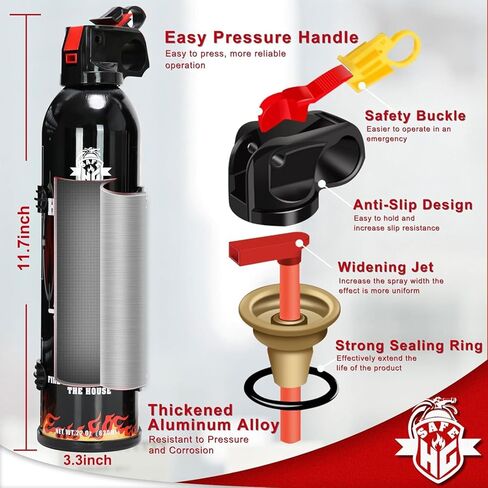 طفاية حريق للمنزل، طفاية حريق مائية محمولة لجميع أنواع الحرائق - تتضمن دعامة للمنزل أو المطبخ أو السيارة - 620 مل/قطعة واحدة in Kuwait