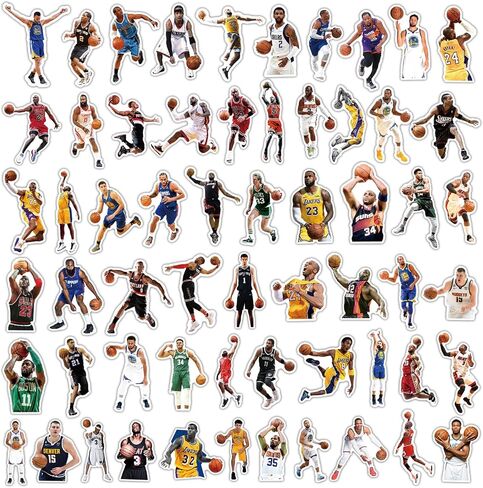 60PCS Water Bottle Curry Stickers for Kids Teens, Basketball Star Stickers Vinyl Waterproof Laptop Skateboard Stickers, Stickers for Kids Teens aldult Laptop Decor Gifts. (B-1) in Saudi Arabia