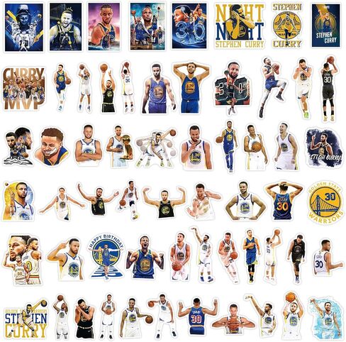 60PCS Water Bottle Curry Stickers for Kids Teens, Basketball Star Stickers Vinyl Waterproof Laptop Skateboard Stickers, Stickers for Kids Teens aldult Laptop Decor Gifts. (B-1) in Saudi Arabia