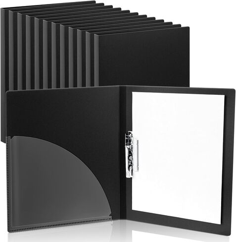 Teling 12 Pack Punchless Clamp Binder Folder 8.5X 11 Inch Metal Clip and Poly Covers, Ringless Binder Holds 100 Letter Size Pages, Flexible Binder for Work, School (Black) in Saudi Arabia