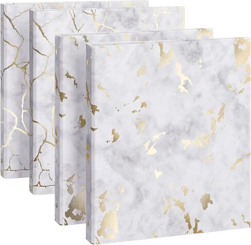 Y YOMA Rose Gold 3 Ring Binders for Letter Size 1 inch 3-Ring Binder Cardboard Decorative Recipe Binder Cute Three Binders Organizer for School Home Office Supplies, 2 Pack in Saudi Arabia