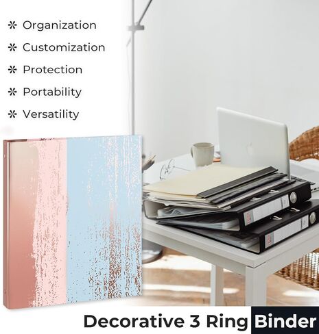 Y YOMA الذهب الوردي 3 مجلدات حلقات لحجم الرسالة الرخام 1 بوصة 3 حلقات الموثق من الورق المقوى وصفة الزخرفية الموثق لطيف ثلاثة المجلدات المنظم للمدرسة المنزل اللوازم المكتبية، 4 حزمة in Kuwait