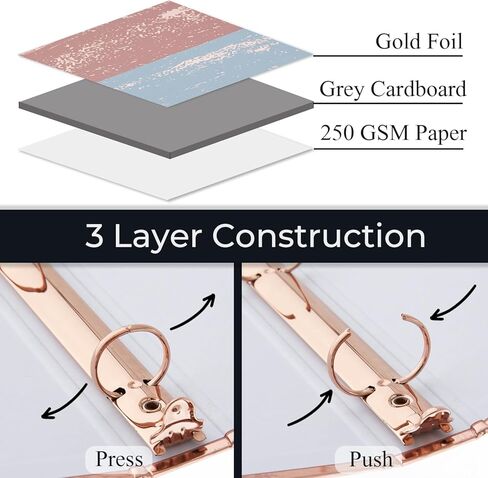 Y YOMA الذهب الوردي 3 مجلدات حلقات لحجم الرسالة الرخام 1 بوصة 3 حلقات الموثق من الورق المقوى وصفة الزخرفية الموثق لطيف ثلاثة المجلدات المنظم للمدرسة المنزل اللوازم المكتبية، 4 حزمة in Kuwait