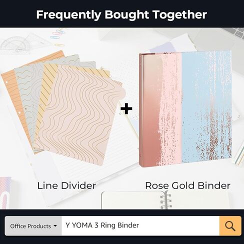 Y YOMA الذهب الوردي 3 مجلدات حلقات لحجم الرسالة الرخام 1 بوصة 3 حلقات الموثق من الورق المقوى وصفة الزخرفية الموثق لطيف ثلاثة المجلدات المنظم للمدرسة المنزل اللوازم المكتبية، 4 حزمة in Kuwait