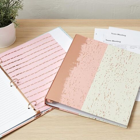 Y YOMA الذهب الوردي 3 مجلدات حلقات لحجم الرسالة الرخام 1 بوصة 3 حلقات الموثق من الورق المقوى وصفة الزخرفية الموثق لطيف ثلاثة المجلدات المنظم للمدرسة المنزل اللوازم المكتبية، 4 حزمة in Kuwait