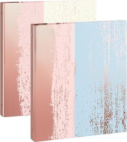 Y YOMA الذهب الوردي 3 مجلدات حلقات لحجم الرسالة الرخام 1 بوصة 3 حلقات الموثق من الورق المقوى وصفة الزخرفية الموثق لطيف ثلاثة المجلدات المنظم للمدرسة المنزل اللوازم المكتبية، 4 حزمة in Kuwait