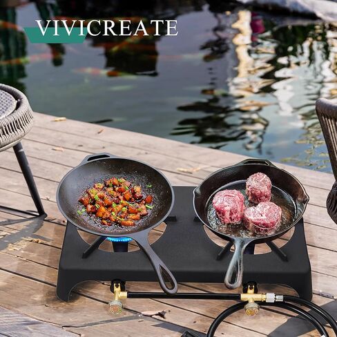 Vivicreate 20000 BTU Propane Garden Hiking Camp Camping Outdoor Stove cooker withCSA listed Regulator and gas hose (2) in Kuwait