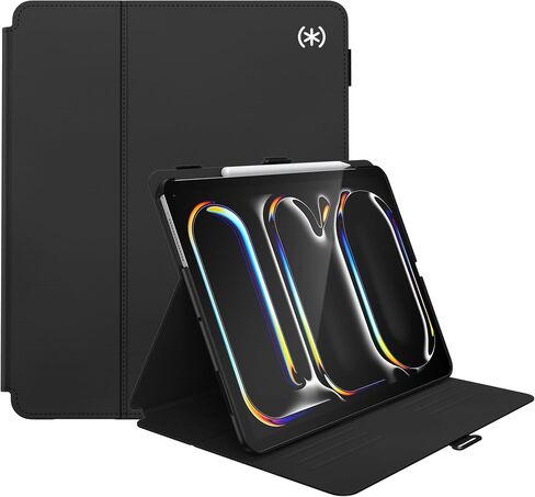Speck New iPad Air 13 Case (2024) - Fits iPad Pro 12.9 Case (2022/2021, 6th/5th Gen) with Pencil Holder, Drop & Camera Protection, Slim Multi Range Stand, Balance Folio - Black/Black/White in Saudi Arabia