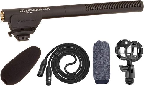 مجموعة ميكروفون Sennheiser MKE 600 للفيديو والسينما والبث مع حامل LyxPro Shockmount وحزمة الزجاج الأمامي in Saudi Arabia