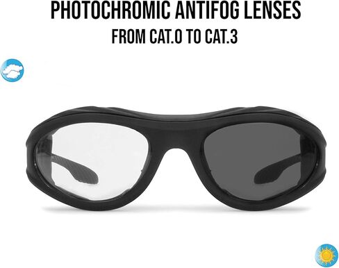 Bertoni Motorcycle Padded Glasses Photochromic - Windproof insert - mod. 125 Italy Motorbike Riding Sunglasses in Saudi Arabia