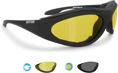 Bertoni Motorcycle Padded Glasses Photochromic - Windproof insert - mod. 125 Italy Motorbike Riding Sunglasses in Saudi Arabia