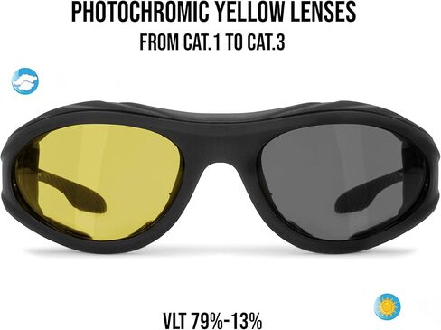 Bertoni Motorcycle Padded Glasses Photochromic - Windproof insert - mod. 125 Italy Motorbike Riding Sunglasses in Saudi Arabia