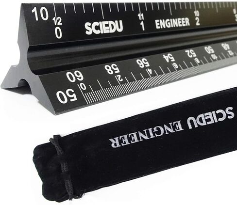 Vowcarol Architect Scale and Engineer Scale Set - Two Aluminum Rulers with Velvet Bags(12 inches Imperial Scale) in Saudi Arabia