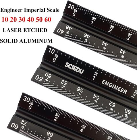 Vowcarol Architect Scale and Engineer Scale Set - Two Aluminum Rulers with Velvet Bags(12 inches Imperial Scale) in Saudi Arabia