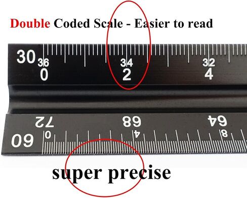 Vowcarol Architect Scale and Engineer Scale Set - Two Aluminum Rulers with Velvet Bags(12 inches Imperial Scale) in Saudi Arabia