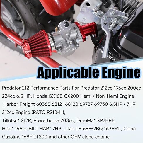 YOXUFA VM22 26 مم المكربن ​​مجموعة تجميع الخانق للمفترس 212cc 224cc 196cc 6.5hp Coleman CT200U BT200X CT200U-EX Baja Warrior MB200 Axis M200 KT196 GX160 Mini Bike Go Kart Performance Parts in Kuwait