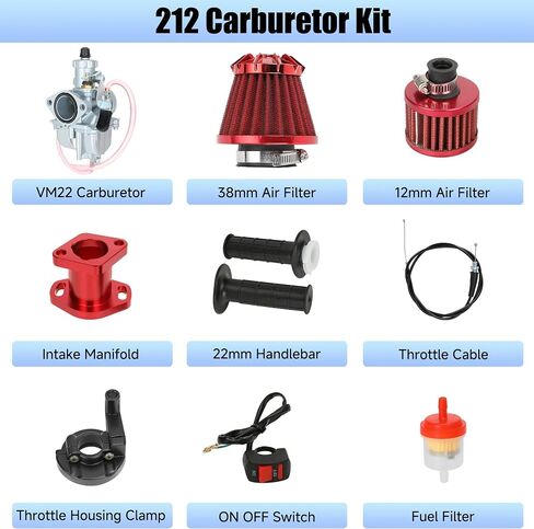 YOXUFA VM22 26 مم المكربن ​​مجموعة تجميع الخانق للمفترس 212cc 224cc 196cc 6.5hp Coleman CT200U BT200X CT200U-EX Baja Warrior MB200 Axis M200 KT196 GX160 Mini Bike Go Kart Performance Parts in Kuwait