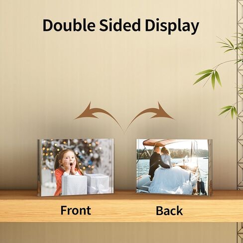 إطار صورة أكريليك منزلق مقاس 5 × 7، إطار صورة أكريليك شفاف مزدوج الجوانب بدون إطار، إطار كتلة قائم 18+3 مم لسطح المكتب in Kuwait