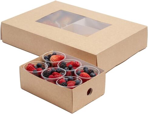 Restaurantware Slide Tek 17.7 x 12.2 x 3.2 Inch 10 Grease-Resistant Catering Boxes-Cover with Window Included, Side Lock, Kraft Paper Catering Food Containers, Recyclable, Inserts Sold Separately in Saudi Arabia