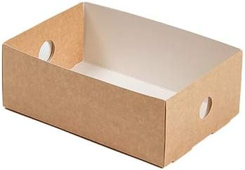 Restaurantware Slide Tek 17.7 x 12.2 x 3.2 Inch 10 Grease-Resistant Catering Boxes-Cover with Window Included, Side Lock, Kraft Paper Catering Food Containers, Recyclable, Inserts Sold Separately in Saudi Arabia