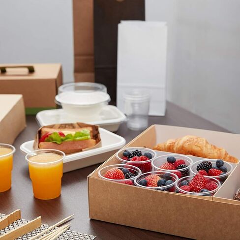 Restaurantware Slide Tek 17.7 x 12.2 x 3.2 Inch 10 Grease-Resistant Catering Boxes-Cover with Window Included, Side Lock, Kraft Paper Catering Food Containers, Recyclable, Inserts Sold Separately in Saudi Arabia