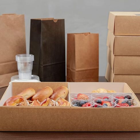 Restaurantware Slide Tek 17.7 x 12.2 x 3.2 Inch 10 Grease-Resistant Catering Boxes-Cover with Window Included, Side Lock, Kraft Paper Catering Food Containers, Recyclable, Inserts Sold Separately in Saudi Arabia