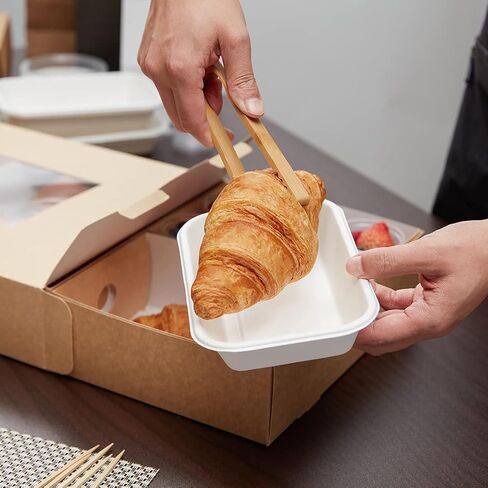 Restaurantware Slide Tek 17.7 x 12.2 x 3.2 Inch 10 Grease-Resistant Catering Boxes-Cover with Window Included, Side Lock, Kraft Paper Catering Food Containers, Recyclable, Inserts Sold Separately in Saudi Arabia