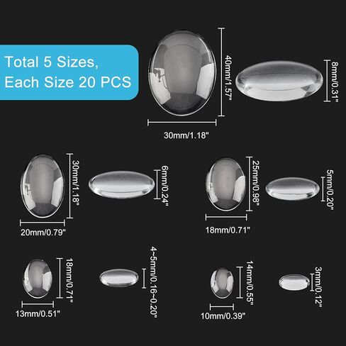 PH PandaHall 120pcs Teardrop Glass Cabochons, 4 Sizes Clear Teardrop Dome Tiles Flat Back Clear Cabochon Magnifying Cabochons for Cameo Pendants Photo Jewelry Necklaces Making, 14/18/25/30mm in Saudi Arabia