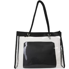 Clear Tote Bag for Women, 2 in 1 Clear Tote for Work, Shoulder Bag with Large Zipper Pouch,See Through Beach Bag