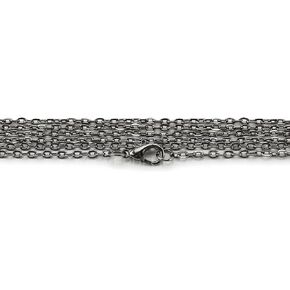 CleverDelights 2x3mm Cable Chain Necklaces - Gunmetal Silver Color - 20 Pack - 24 Inch Length