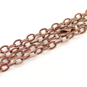 CleverDelights 5x7mm Cable Chain Necklaces - Antique Copper Color - 20 Pack - 24 Inch Length