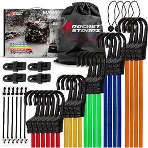 Ultimate Outdoor Bungee Cord Assortment - Heavy Duty Set of 36 Bungee Cords (18",24",32",40",48"), with Hooks - Elastic Straps for Camping, Securing, and DIY