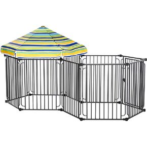PawHut Dog Playpen with Door & Removable Cover for Small & Most Medium Sized Dogs Indoor & Outdoor Use, 47" H