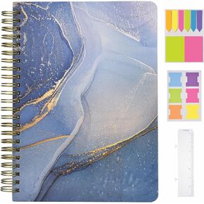 Cute Mini Spiral Notebook, 8.25" x 6.25" Journal with Durable Hardcover and 160 College Lined Pages - 100 gsm Thick A5 Paper (Pink Marble)