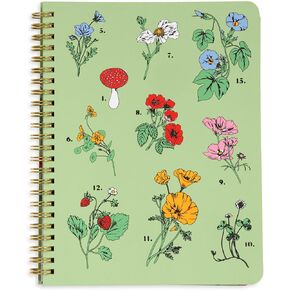 ban.do Rough Draft Mini Spiral Notebook with Saying, 8.5" x 6.75" with Pockets and 160 Lined Pages, Botanical Green