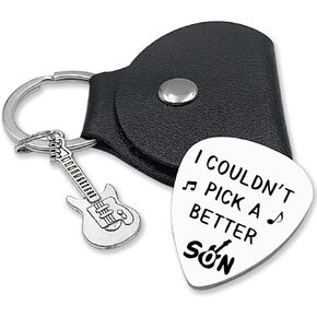 I Couldn't Pick A Better Son,Stainless Steel Engraving Guitar Pick accessories Gift for Friend Brother Musician Guitar Player Birthday Christmas Thanksgiving Graduation Adult Gifts(Son)